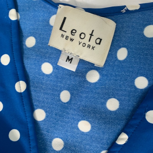 EUC Leota New York blue and white polka dot dress size M - Picture 5 of 6